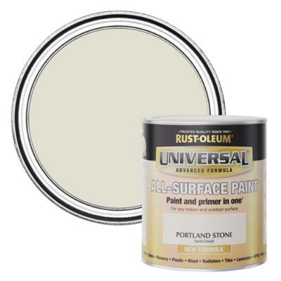 Rust-Oleum Universal Portland Stone Satin Multi-Surface Topcoat Paint750Ml Tin from B&Q