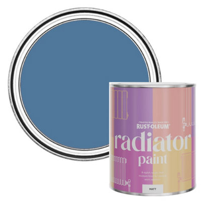Rust-Oleum Blue Silk Matt Radiator Paint 750Ml from B&Q