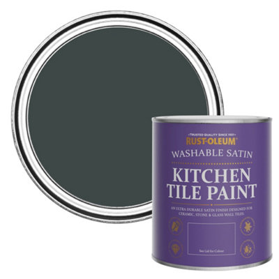 Rust-Oleum Black Sand Satin Kitchen Tile Paint 750Ml from B&Q