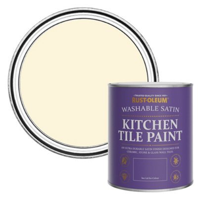 Rust-Oleum Clotted Cream Satin Kitchen Tile Paint 750Ml from B&Q