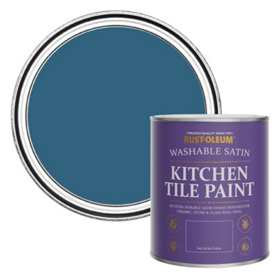 Rust-Oleum Cobalt Satin Kitchen Tile Paint 750Ml from B&Q