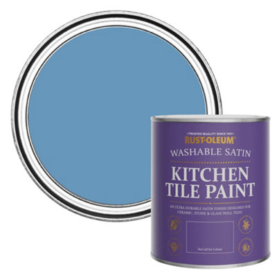 Rust-Oleum Cornflower Blue Satin Kitchen Tile Paint 750Ml from B&Q