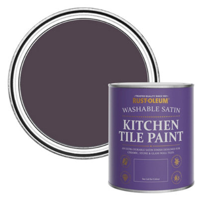 Rust-Oleum Grape Soda Satin Kitchen Tile Paint 750Ml from B&Q
