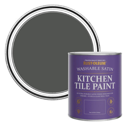 Rust-Oleum Graphite Satin Kitchen Tile Paint 750Ml from B&Q