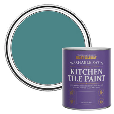 Rust-Oleum Peacock Suit Satin Kitchen Tile Paint 750Ml from B&Q