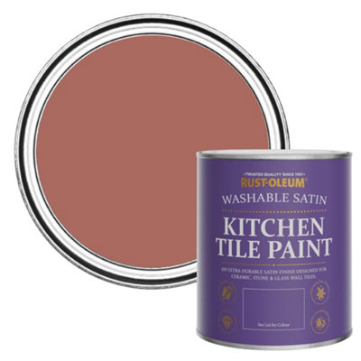 Rust-Oleum Salmon Satin Kitchen Tile Paint 750Ml from B&Q