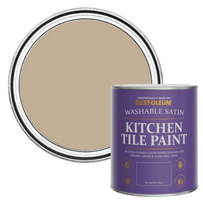 Rust-Oleum Salted Caramel Satin Kitchen Tile Paint 750Ml from B&Q
