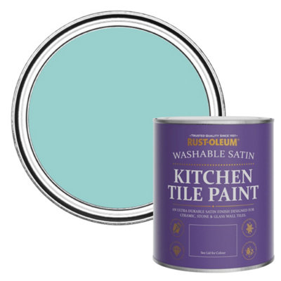 B&Q -  Teal Satin Kitchen Tile Paint 750Ml