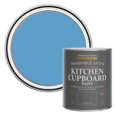 Rust-Oleum Cerulean Satin Kitchen Cupboard Paint 750Ml from B&Q