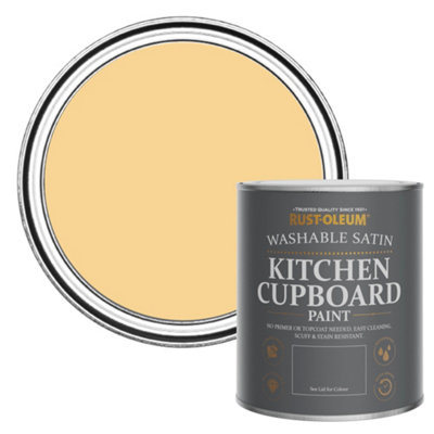 Rust-Oleum Mustard Satin Kitchen Cupboard Paint 750Ml from B&Q