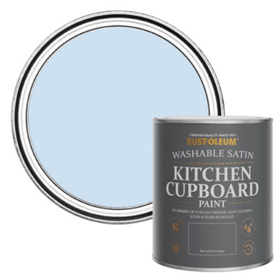 Rust-Oleum Powder Blue Satin Kitchen Cupboard Paint 750Ml from B&Q