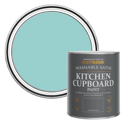 B&Q -  Teal Satin Kitchen Cupboard Paint 750Ml