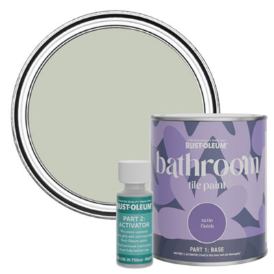 Rust-Oleum Aloe Satin Bathroom Tile Paint 750Ml from B&Q
