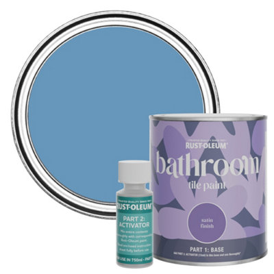 Rust-Oleum Cornflower Blue Satin Bathroom Tile Paint 750Ml from B&Q