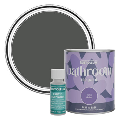 Rust-Oleum Graphite Satin Bathroom Tile Paint 750Ml from B&Q