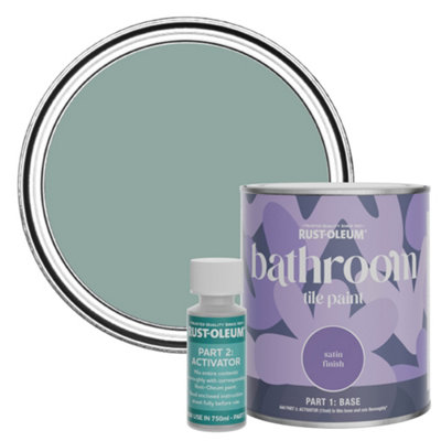 Rust-Oleum Gresham Blue Satin Bathroom Tile Paint 750Ml from B&Q