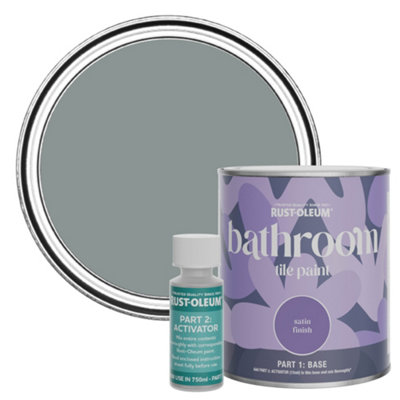 Rust-Oleum Slate Satin Bathroom Tile Paint 750Ml from B&Q