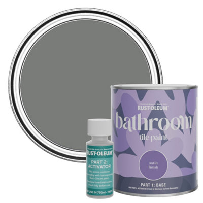 Rust-Oleum Torch Grey Satin Bathroom Tile Paint 750Ml from B&Q