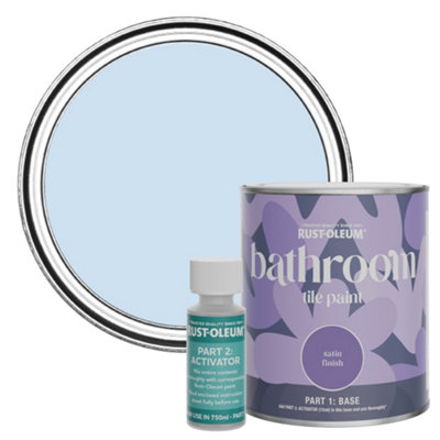 Rust-Oleum Powder Blue Satin Bathroom Tile Paint 750Ml from B&Q