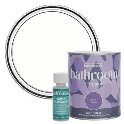 Rust-Oleum Chalk White Satin Bathroom Tile Paint 750Ml from B&Q