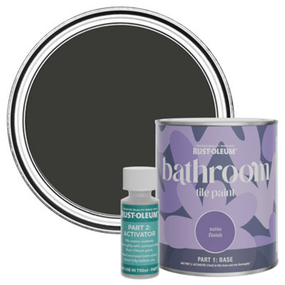 B&Q -  Dark Magic Water-Resistant Bathroom Tile Paint In Satin Finish 750Ml