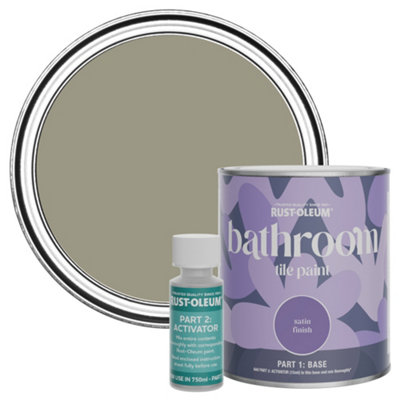 B&Q -  Grounded Water-Resistant Bathroom Tile Paint In Satin Finish 750Ml