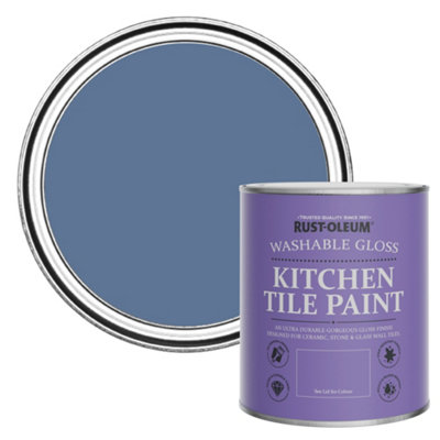 Rust-Oleum Blue River Gloss Kitchen Tile Paint 750Ml from B&Q