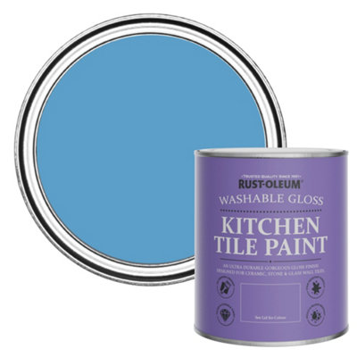Rust-Oleum Cerulean Gloss Kitchen Tile Paint 750Ml from B&Q