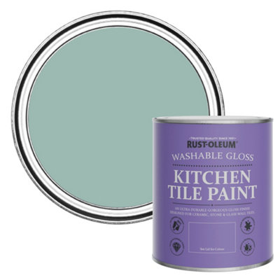 Rust-Oleum Coastal Blue Gloss Kitchen Tile Paint 750Ml from B&Q