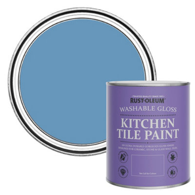Rust-Oleum Cornflower Blue Gloss Kitchen Tile Paint 750Ml from B&Q