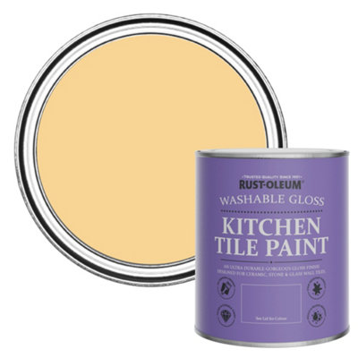 B&Q -  Mustard Gloss Kitchen Tile Paint 750Ml