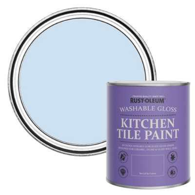 Rust-Oleum Powder Blue Gloss Kitchen Tile Paint 750Ml from B&Q