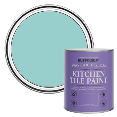 B&Q -  Teal Gloss Kitchen Tile Paint 750Ml