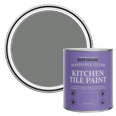 Rust-Oleum Torch Grey Gloss Kitchen Tile Paint 750Ml from B&Q