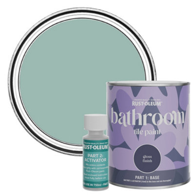 Rust-Oleum Coastal Blue Gloss Bathroom Tile Paint 750Ml from B&Q