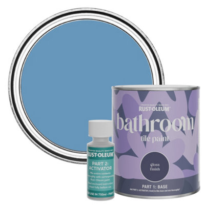 Rust-Oleum Cornflower Blue Gloss Bathroom Tile Paint 750Ml from B&Q