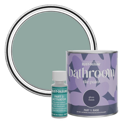 Rust-Oleum Gresham Blue Gloss Bathroom Tile Paint 750Ml from B&Q