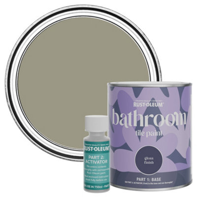 B&Q -  Grounded Water-Resistant Bathroom Tile Paint In Gloss Finish 750Ml