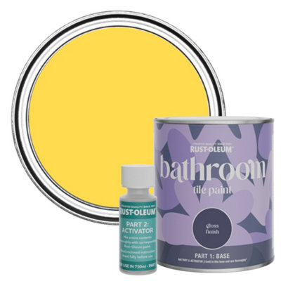 Rust-Oleum Lemon Sorbet Gloss Bathroom Tile Paint 750Ml from B&Q