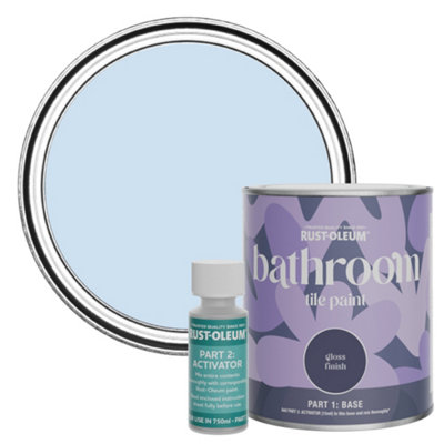 Rust-Oleum Powder Blue Gloss Bathroom Tile Paint 750Ml from B&Q