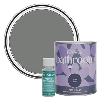 Rust-Oleum Torch Grey Gloss Bathroom Tile Paint 750Ml from B&Q