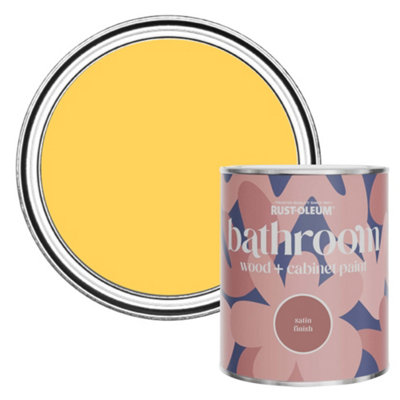 B&Q -  Lemon Jelly Satin Bathroom Wood & Cabinet Paint 750Ml