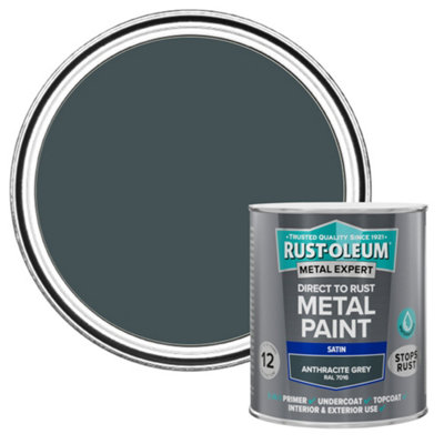 Rust-Oleum Metal Expert Anthracite Satin Topcoat Paint750Ml Tin from B&Q