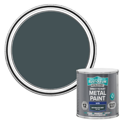 Rust-Oleum Metal Expert Anthracite Satin Topcoat Paint250Ml Tin from B&Q