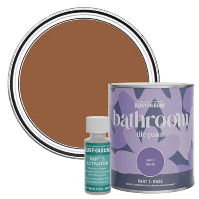 Rust-Oleum Terracotta Satin Bathroom Tile Paint 750Ml from B&Q