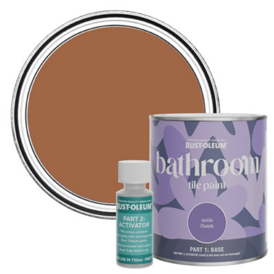 Rust-Oleum Cinnamon Satin Bathroom Tile Paint 750Ml from B&Q