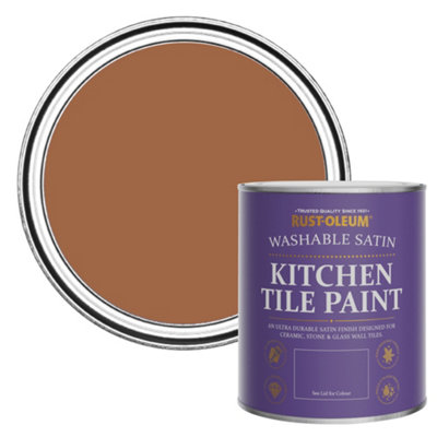Rust-Oleum Cinnamon Satin Kitchen Tile Paint 750Ml from B&Q