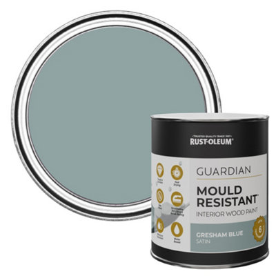 Rust-Oleum Gresham Blue Guardian Satin Mould Resistant Interior Wood Paint 750Ml from B&Q