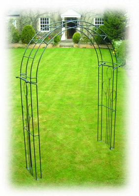 Poppy Forge Flower Traditional Arch (Inc Ground Spikes) Garden ArchwaySolid SteelL43.2 X W170.2 X H256.5 CmBlack from B&Q