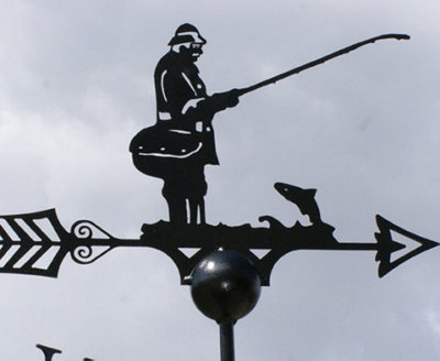 Poppy Forge Fisherman WeathervaneSolid SteelW61 X H88 CmPowder Coated Black from B&Q